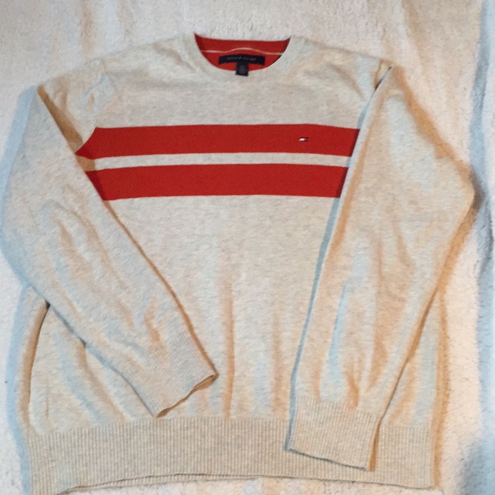 Tommy Hilfiger Orange and Gray Sweater
